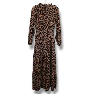 Kivenst Leopard Print Maxi Dress Sz L Animal Print Long Prairie Tiered Designer